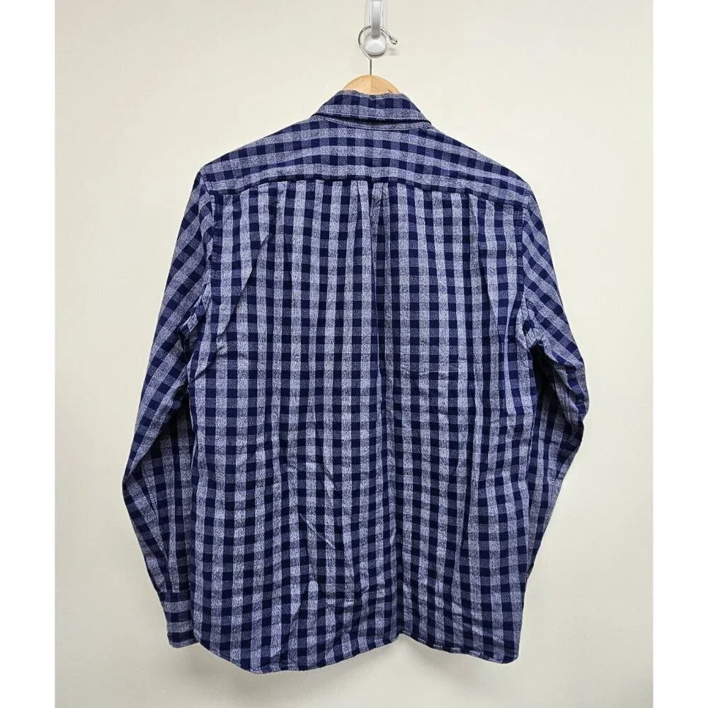 J Crew Factory Jaspe Cotton Slim Button Up Shirt Size Medium Heather Blue Navy